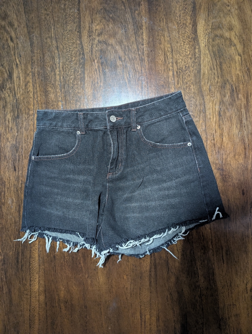BDG A-line Short Black Frayed Hem Jean Shorts